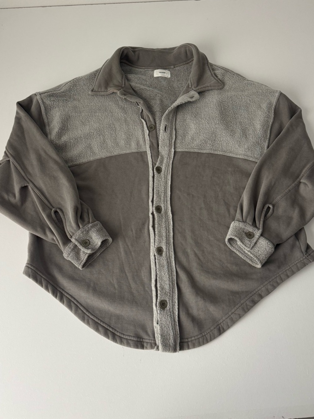 Joah Brown Oversized Button Down Flannel Shacket Sage - Picture 2 of 4